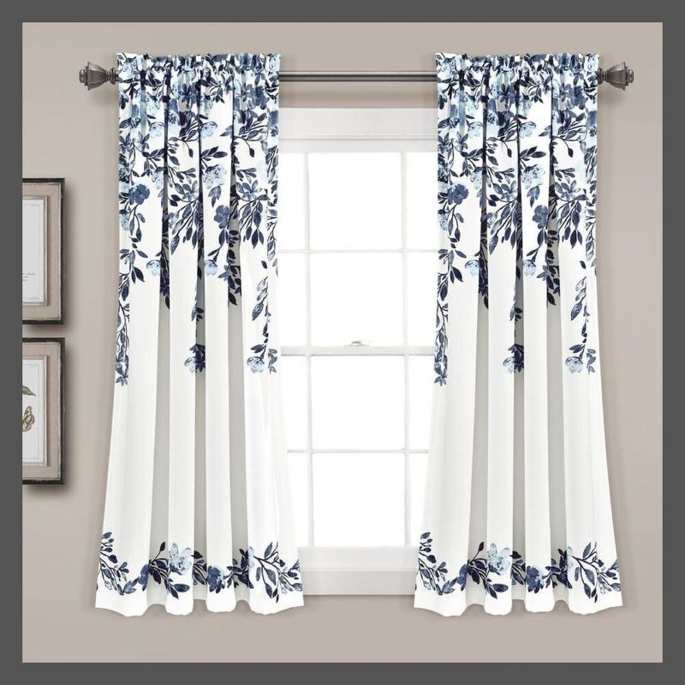 Open Box - Lush Decor - Set of 2 (63"x52") Tanisha Light Filter Navy/White